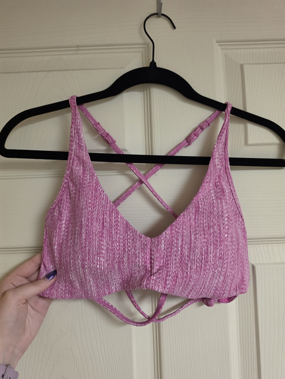 P'tula Heathered Pink Crisscross Ribbed Sports Bra